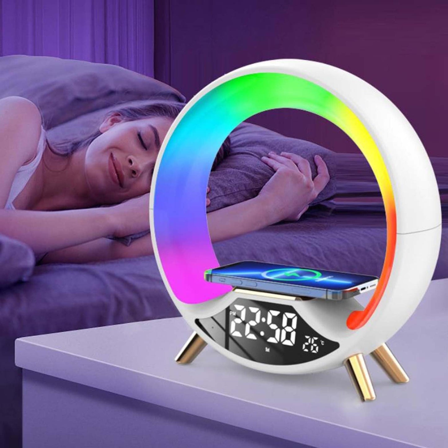 AUFYX O Light Three In One Wireless Charging Multifunctional Bluetooth Speaker Night Light