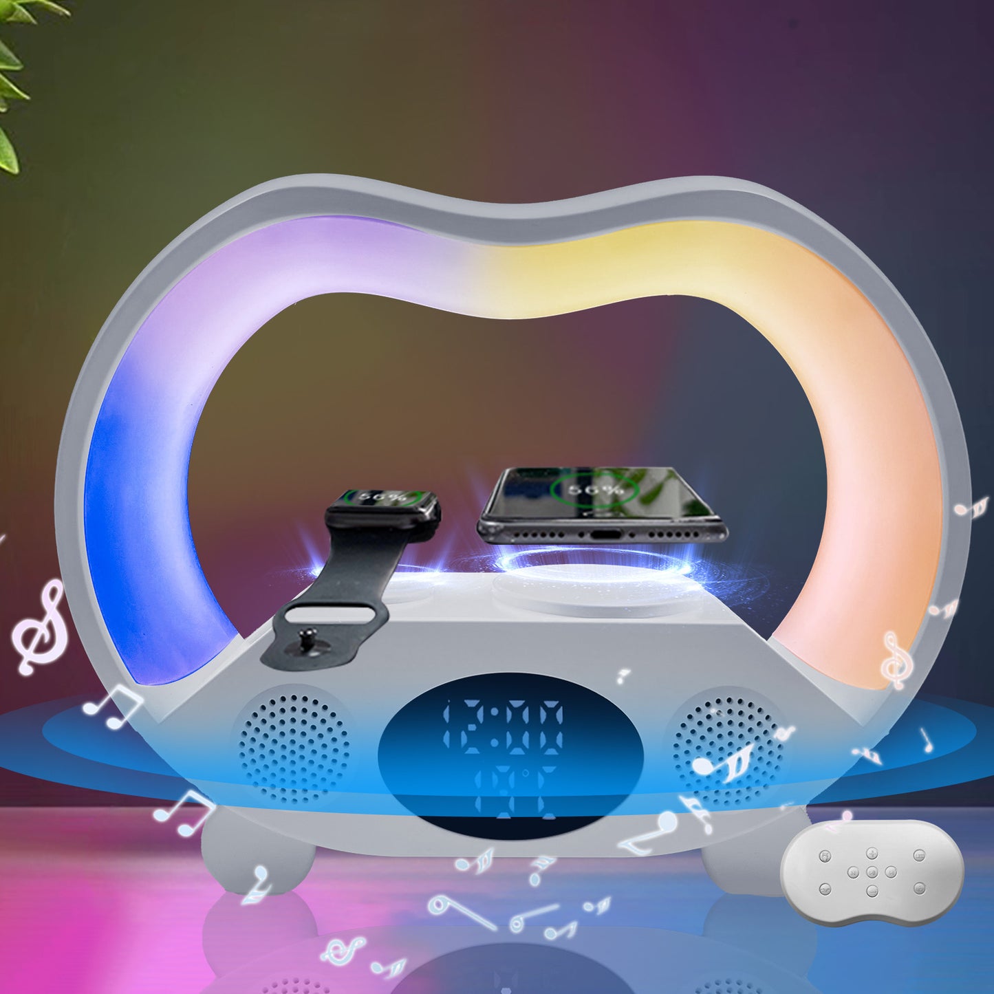 AUFYX 2025 New 6 In 1 Smart Remote Control Bluetooth-Wireless Charger-compatible Speaker