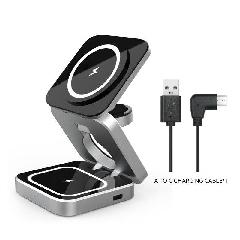 AUFYX 3 In 1 Foldable Wireless Charger Station Magnetic Wireless Charging For Multiple Devices