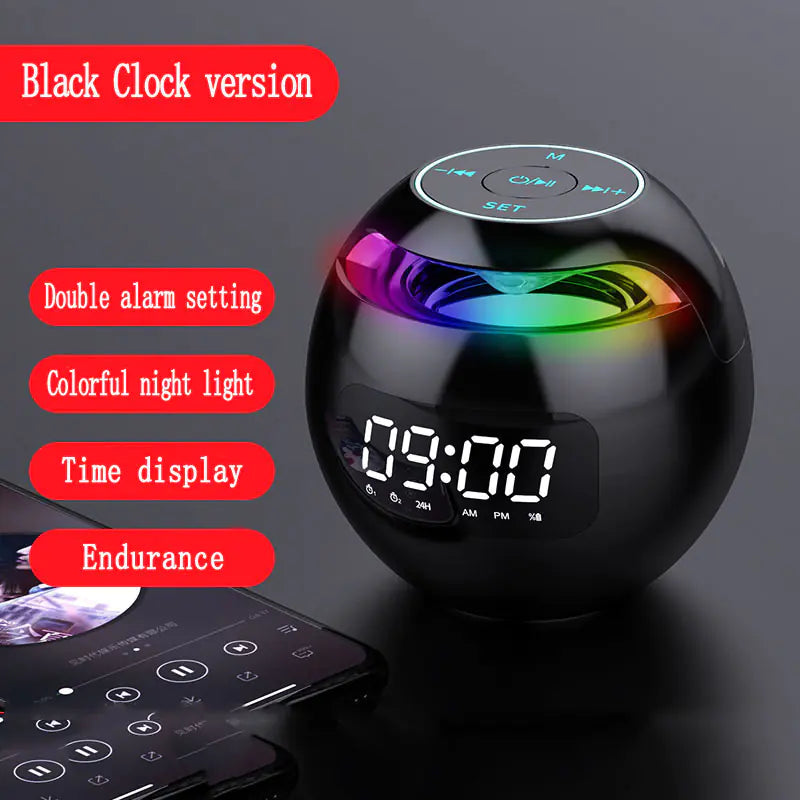 AUFYX Mini Portable Colorful Bluetooth Alarm Clock Speaker
