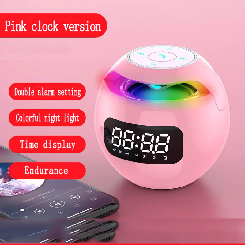 AUFYX Mini Portable Colorful Bluetooth Alarm Clock Speaker
