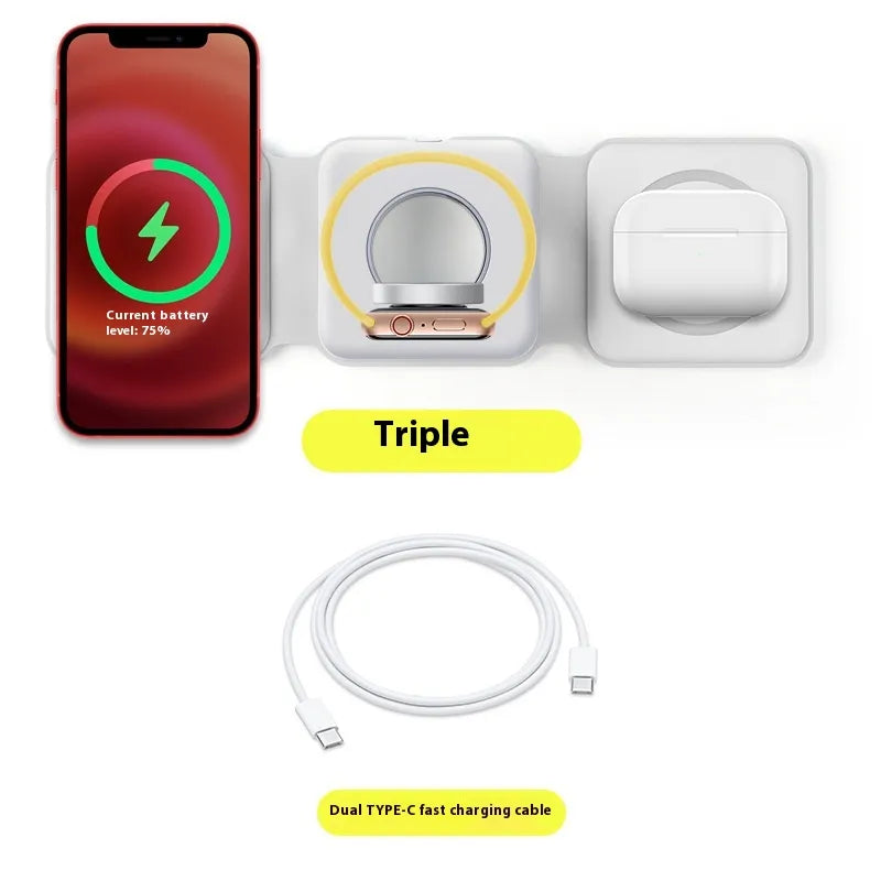 AUFYX 3 In 1 Magnetic Wireless Charging Folding Mobile Phone Holder