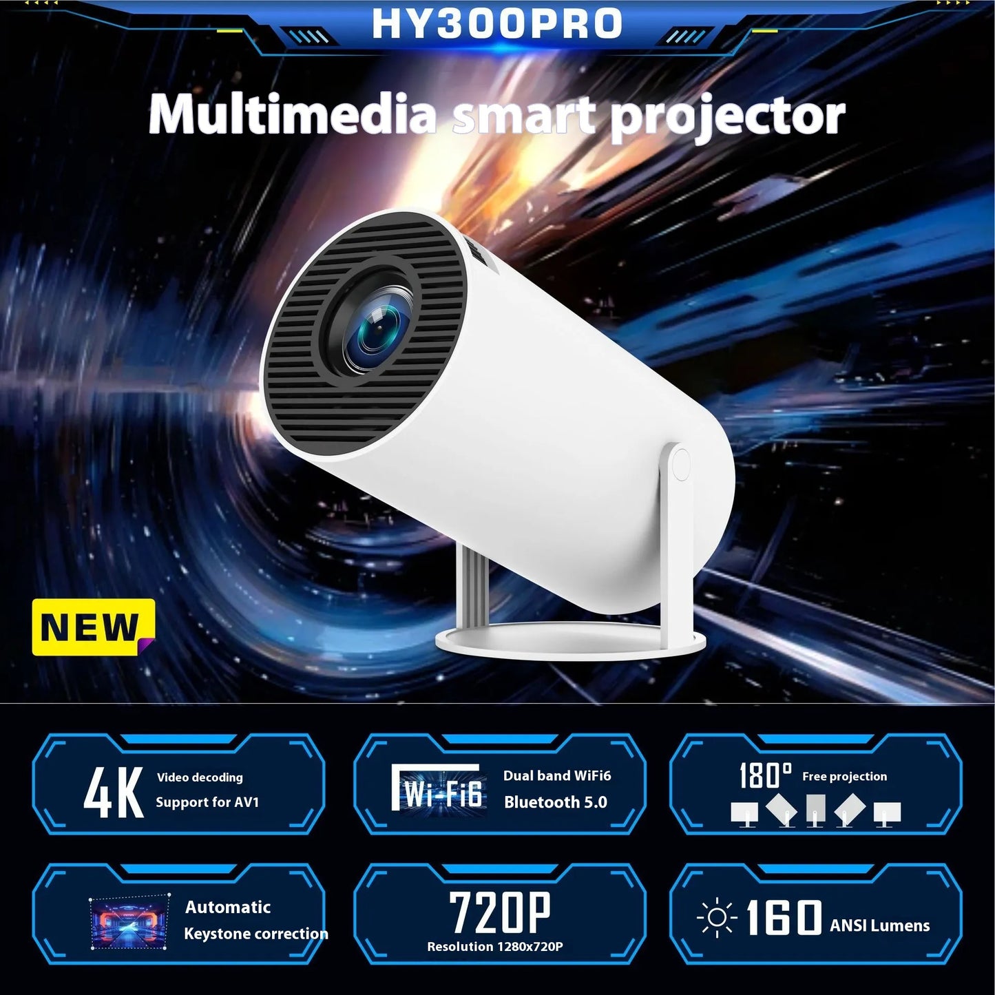 Projecteur HY300 Pro, petit projecteur portable pour divertissement à domicile