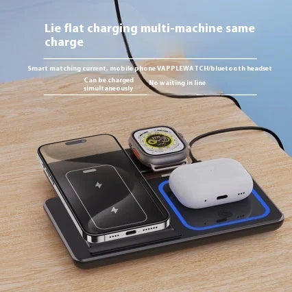 AUFYX 3 In 1 LED Fast Wireless Charger Stand Foldable Charging Station