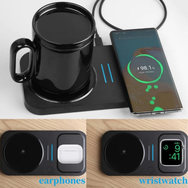 AUFYX 4-in-1 Wireless Charger & Heating Coaster