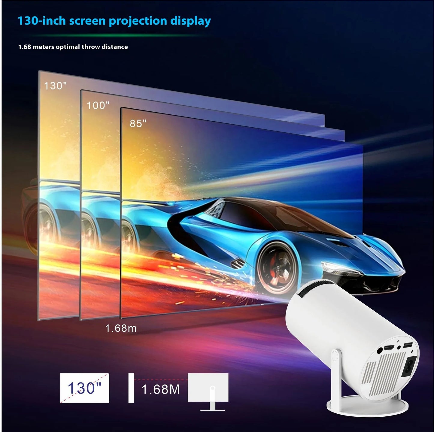 Projecteur HY300 Pro, petit projecteur portable pour divertissement à domicile