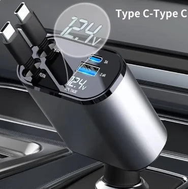 شاحن سيارة USB-C قابل للسحب