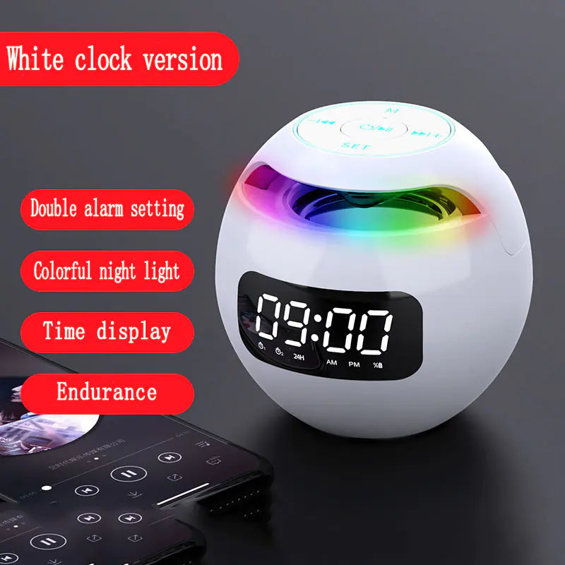 AUFYX Mini Portable Colorful Bluetooth Alarm Clock Speaker
