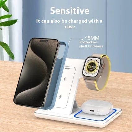 AUFYX 3 In 1 LED Fast Wireless Charger Stand Foldable Charging Station