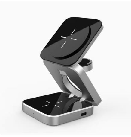 AUFYX 3 In 1 Foldable Wireless Charger Station Magnetic Wireless Charging For Multiple Devices