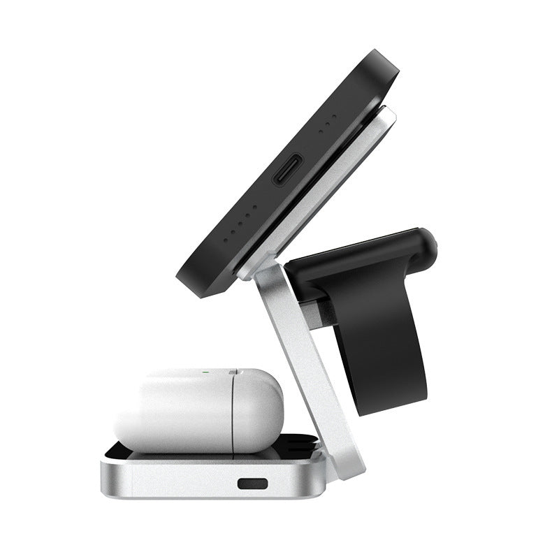 AUFYX 3 In 1 Foldable Wireless Charger Station Magnetic Wireless Charging For Multiple Devices