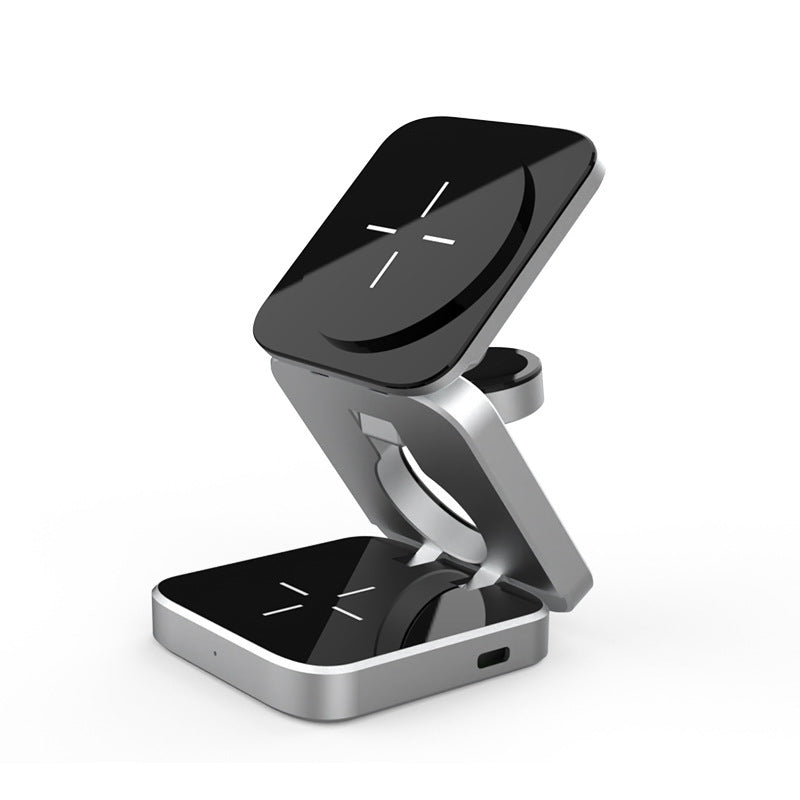 AUFYX 3 In 1 Foldable Wireless Charger Station Magnetic Wireless Charging For Multiple Devices