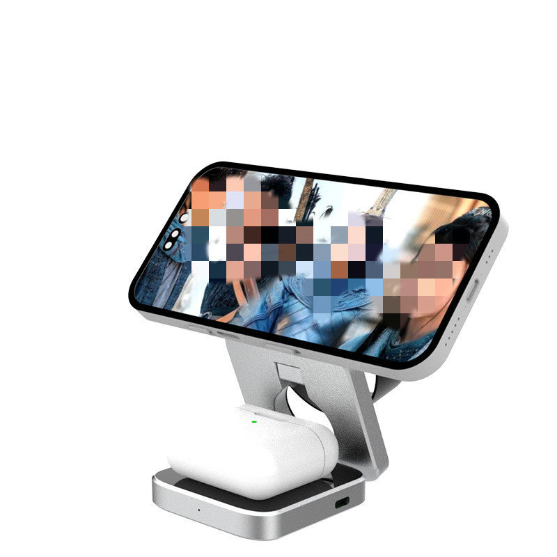 AUFYX 3 In 1 Foldable Wireless Charger Station Magnetic Wireless Charging For Multiple Devices