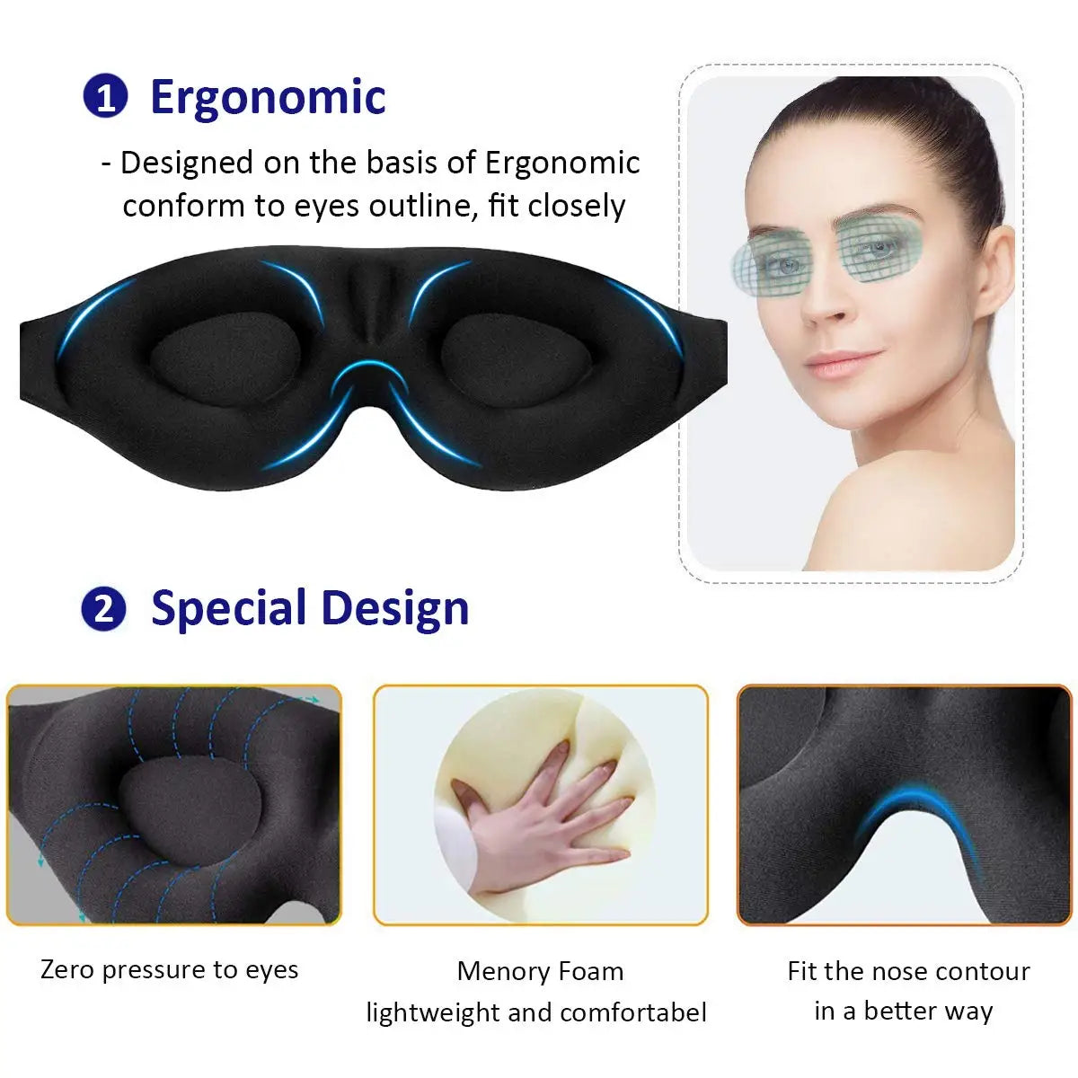 Masque contour des yeux 3D pour dormir