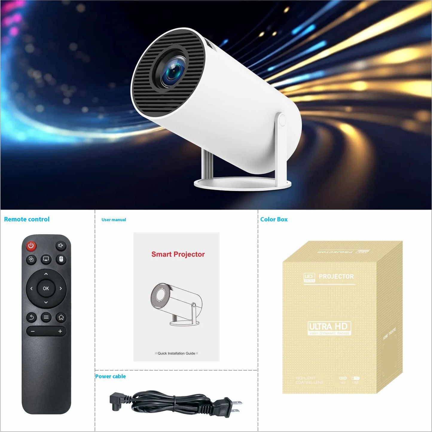 Projecteur HY300 Pro, petit projecteur portable pour divertissement à domicile