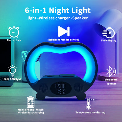 AUFYX 2025 New 6 In 1 Smart Remote Control Bluetooth-Wireless Charger-compatible Speaker