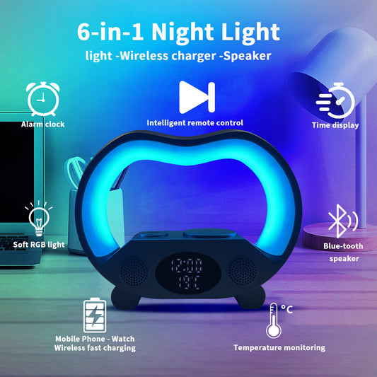 AUFYX 2025 New 6 In 1 Smart Remote Control Bluetooth-Wireless Charger-compatible Speaker