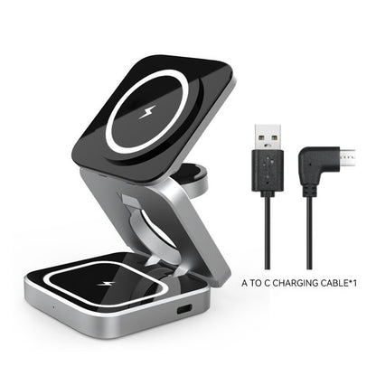 AUFYX 3 In 1 Foldable Wireless Charger Station Magnetic Wireless Charging For Multiple Devices