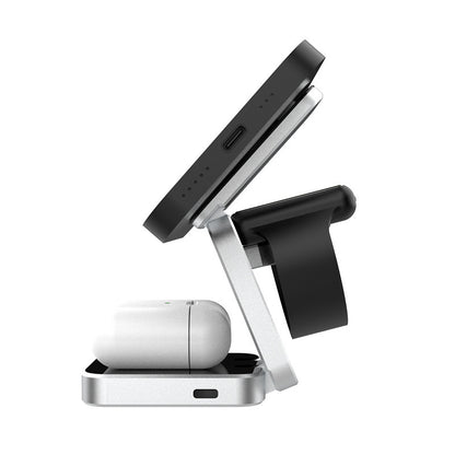 AUFYX 3 In 1 Foldable Wireless Charger Station Magnetic Wireless Charging For Multiple Devices