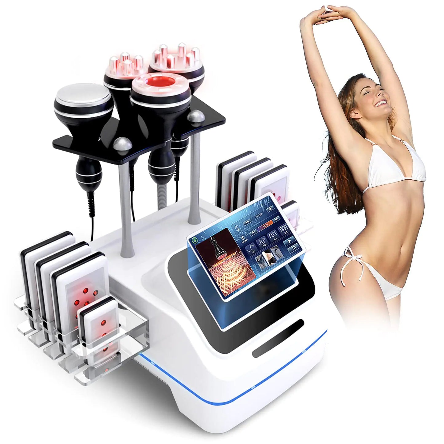 Appareil de perte de graisse en forme de S avec thérapie RF et sous vide
