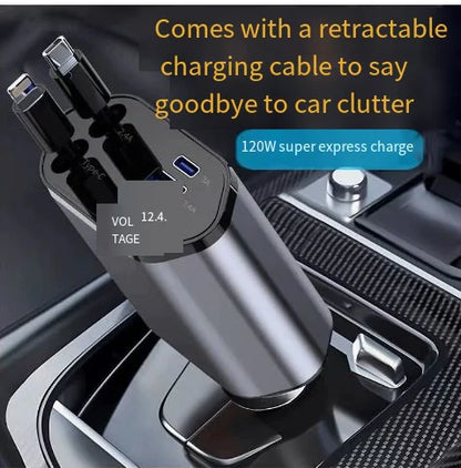 شاحن سيارة USB-C قابل للسحب
