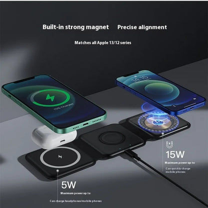 AUFYX 3 In 1 Magnetic Wireless Charging Folding Mobile Phone Holder