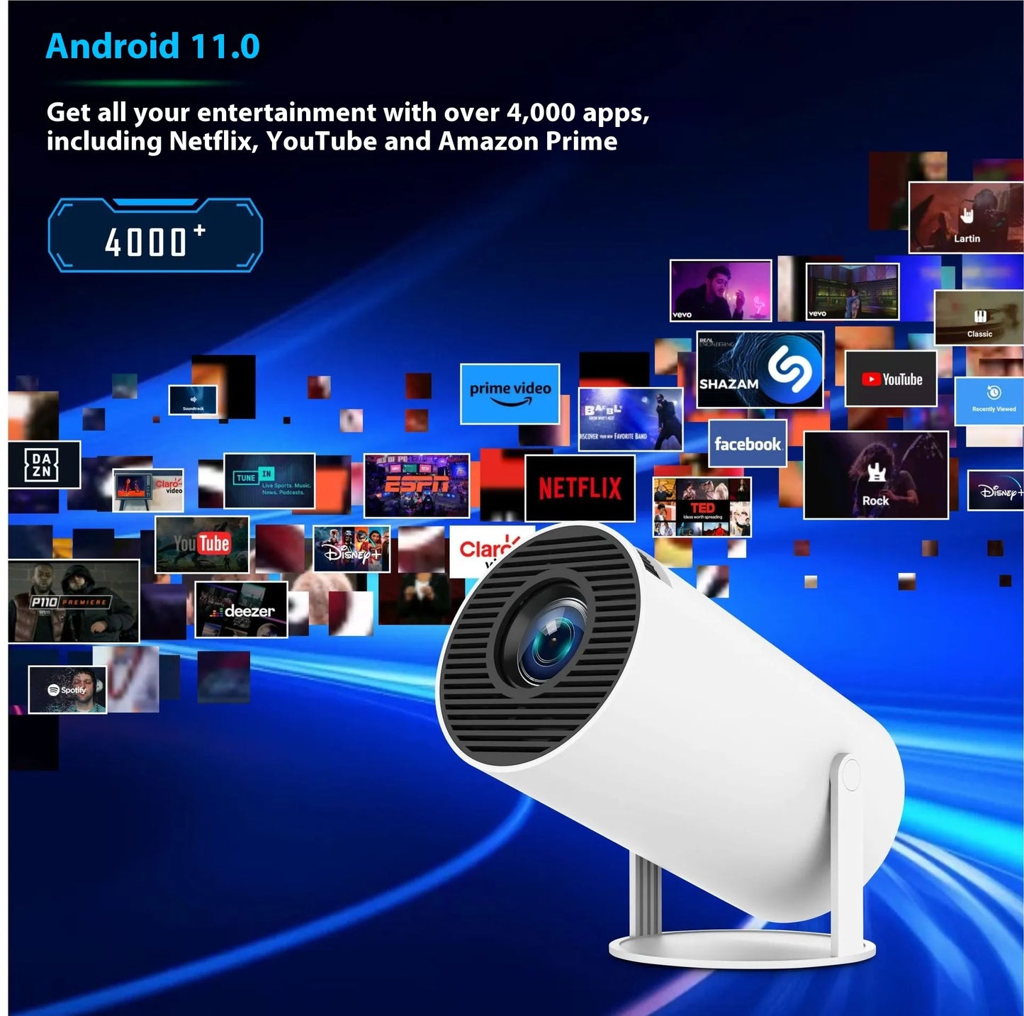 Projecteur HY300 Pro, petit projecteur portable pour divertissement à domicile